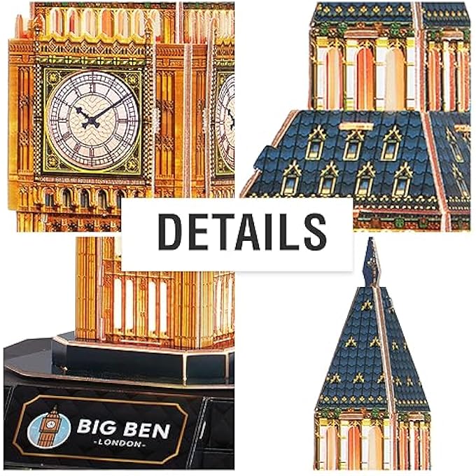 3D PUZZLE - BIG BEN LED | 3D PUZZLE GIFT CHILD 8 YEARS | 3D PUZZLE ADULTS AND PUZZLE 3D CHILDREN | MODEL KITS FOR BUILDING ADULTS | 3D PUZZLES | 32 PIECES - Image 2